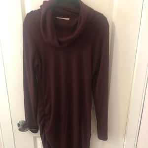 Ripe Burgandy Ribbed Maternity Midi Dress